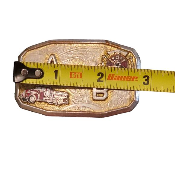 Vintage Metal Hook Fast Fire Department Truck Driver Belt Buckle AEB Collectible - Picture 5 of 8